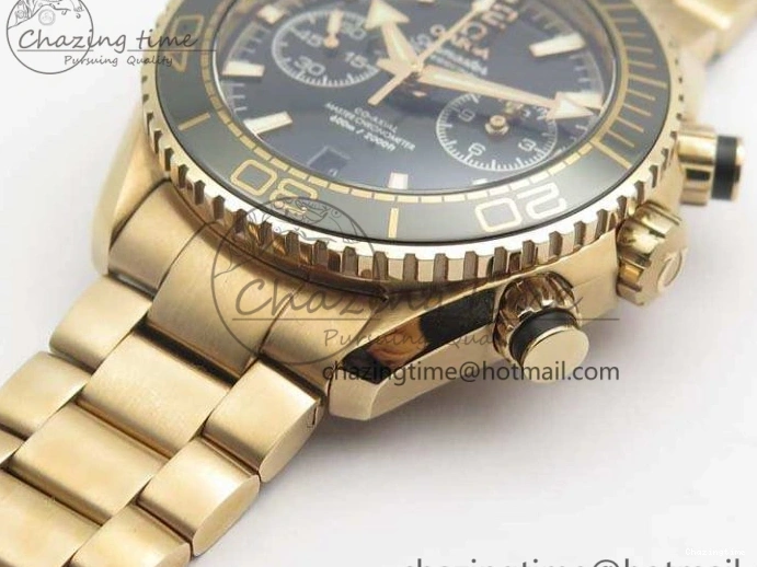 0517 Seamaster Pro Chrono RG Best Edition Black Ceramic Black Dial On RG Bracelet A ComfortFit 8130